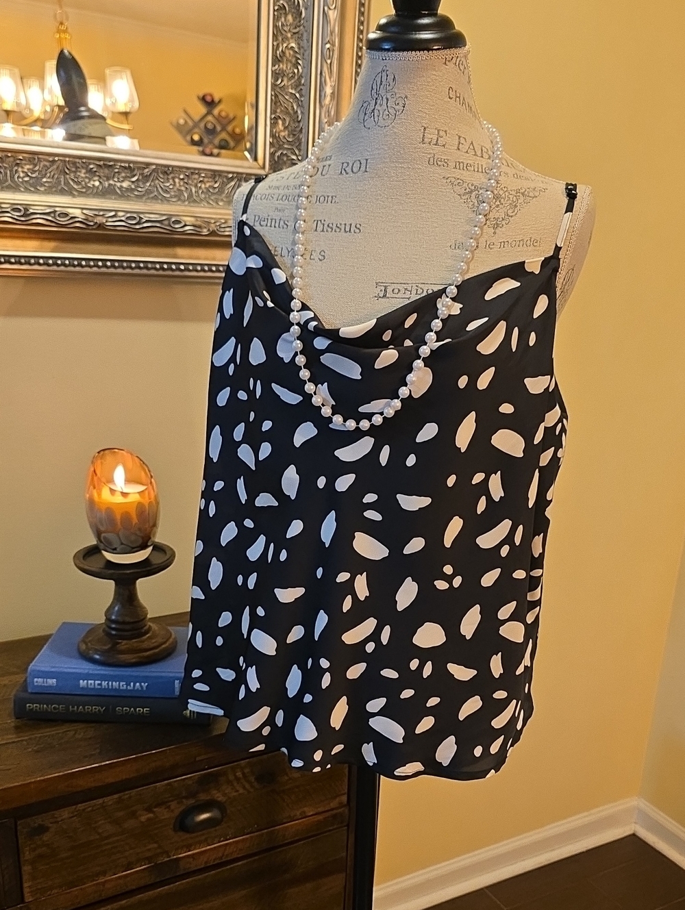 NWT Old Navy Black & White Spot Print Slinky Tank Top